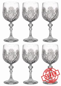 Wine Goblet - Crystal - Glasses - Set of 6 - Red or White Wine - Beautifully Hand Cut - 11 oz. - European Quality - by Barski - Made in Europe