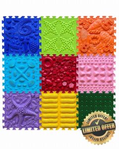 ORTO NATURE 9 Piece Massage Puzzle Floor Mats - Orthopedic Game Mat for Kids