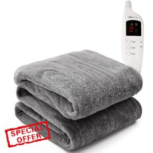 MONHOUSE Heated Throw - Electric Blanket - Digital Controller - Timer up to 9 hours
