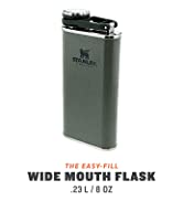 Stanley Classic Wide Mouth Flask 0.23L / 8OZ Hammertone Green with Never-Lose Cap Wide Mouth Stai...