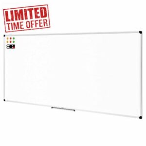 Amazon Basics Whiteboard Drywipe Magnetic with Pen Tray and Aluminium Trim