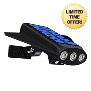 3led Solar Wall Lamp Simulation Camera Motion Sensor Outdoor Landscape Lighting 2 Modes Security Lamp (Black)