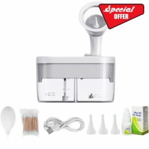Electric Ear wax removal irrigation cleaner by NanaCare UK with Olive Oil Ear Drops|Ear washing & Earwax Cleaning Remover Kit -For Cleaner Adult and Kids ears| Includes Cotton Swabs