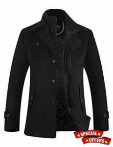 APTRO Mens Jacket Winter Thick Wool Coats Warm Casual Overcoat Outwear Business Single Breasted Trench Jacket 1108 Black M