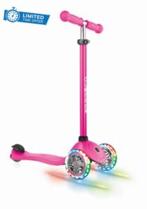 Globber Primo Scooter with Light Up Wheels - Neon Pink
