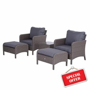 Outsunny 5 Pcs PE Rattan Garden Furniture Set