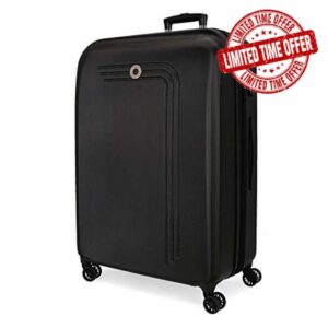 Movom Riga Black Medium Suitcase 49x70x27 cm Rigid ABS Combination lock 72L 3.9 Kg 4 Double Wheels