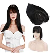 Silk-co 18inch Hair Topper for Thinning Hair Women Clip in Real Remy Human Hair Extensions Top Pi...