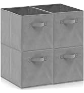 Amazing Tour 4 PCS Cube Storage Boxes 33x38x33 Foldable Fabric with Handles Collapsible for Home ...