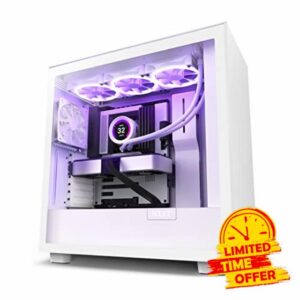 NZXT H7 - CM-H71BW-01 - ATX Mid Tower PC Gaming Case - Front I/O USB Type-C Port - Quick-Release Tempered Glass Side Panel - Vertical GPU Mount - Integrated RGB Lighting - White