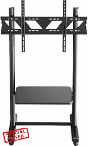 LIUCHUNYANSH TV Bracket Mount TV Trolley for 55/60/65/70/75/80 TVs | Home Office Black Heavy Duty TV Cart/Stand/Shelf Mounted on Castor Wheels