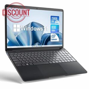 SGIN 15.6 Inch Laptop Windows 11 8GB RAM 256GB SSD Celeron N4020 Up to 2.8GHz