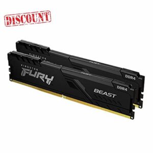 Kingston FURY Beast 32 GB (2 x 16 GB) 3200 MHz DDR4 CL16 Desktop Memory Kit of 2 KF432C16BBK2/32