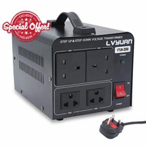 Cantonape Voltage Converter 2000W Step Up Step Down UK to US Transformer with 2 US & 2 UK outlets for 220V-110V & 110V-220V