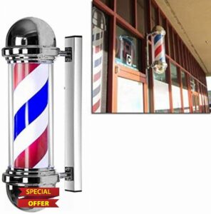 Retro Minimalism LED Solar Security Lights Outdoor Solar Fence Lights Barber Pole Light Led Barbers Pole Illuminating Rotating Hairdressing Salon Sign Light Red White 50cm Large Very Bright Waterproof