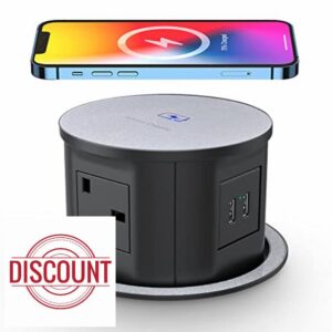 Automatic Pop up Power Outlet with 15W Wireless Charger