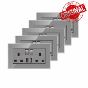 5 Pack CNBINGO Double Switched Socket with 2 USB Charging Ports