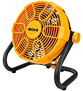 INGCO 20V Lithium-Ion Auto Air Compressor 150PSI/10BAR,with 2 Ways to Screw & Clip On Valve Conne...
