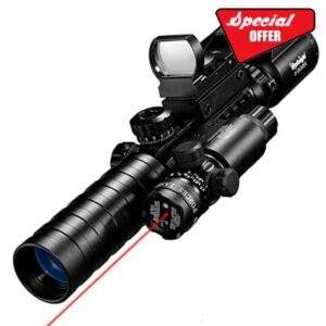 Paike Rifle Scope Red Green Illuminated 3 in 1 Combo Sigh