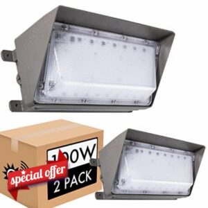 2 Pack 100W LED Wall Pack Lights with Photocell