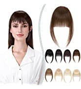 One Piece Hair Fringe Extensions Thin Front Bangs Clip in Human Remy Hair Piece #04 Medium Brown