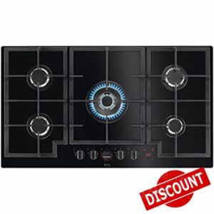 AEG 8000 Series 90cm Gas on Glass 5 Burner Gas Hob - Black