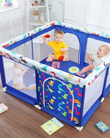 Baby Playpen with Suction Cups Breathable Mesh Compact Playpen Extra Large Sturdy Safety Play Yar...