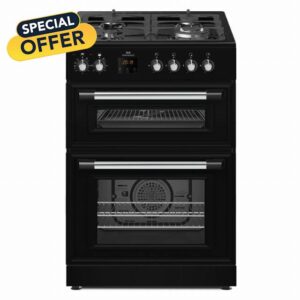 New World NWDFMRBL 60cm Freestanding Dual Fuel Cooker - Black