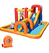 Ballsea Bouncy Castle, Inflatable Trampoline Bounce House with Long Slide, Climbing Wall, Ball Pi...