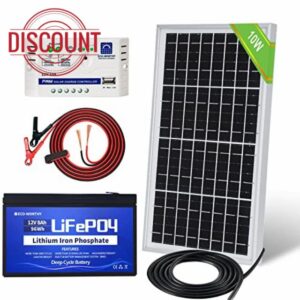 ECO-WORTHY 10W 12V Complete Solar Panel Kit: 10W Solar Panel + 8Ah Lithium Battery + 10A Controller for Off-Grid System/Chicken Coop/Automatic Door/Water Pump/DC Appliance