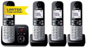 Panasonic KX-TG6824EB Quad DECT Phone - Black/Silve