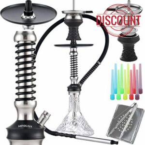 Spring Shisha Set with Silicone Pipe Hose Ceramic Bowl Coal Tong Mouth Tips Everything Accessories
