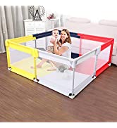 Baby Playpen 50x49x26in with Super Soft Breathable Mesh Anti-Slip Base Large Sturdy Safety Play Y...