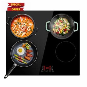 4 Zones 59cm Glass Electric Ceramic Hob in Black