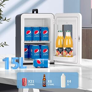 Upgrade 2023 Portable AC+DC Power Small Fridge for Bedroom