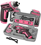 Hi-Spec 42pc Pink Small House Tool Kit for Women, College and Office. Ladies Basic Mini Tool Box Set
