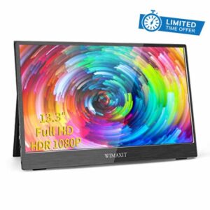 WIMAXIT 13.3Inch 100% sRGB 1920x1080P IPS HDR Portable USB-C HDMI Monitor Ultra Thin Build in Speaker Dual HDMI Input Gaming Monitor Type-C Travel Monitor for Laptop