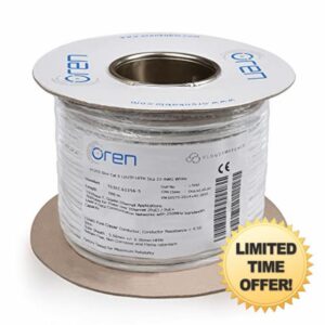 Oren CAT6 100m Ethernet Cable White - Slim - 23 AWG Pure Copper Wire - 250 MHz Bandwidth UTP Internet LAN Network Cable - Halogen Free