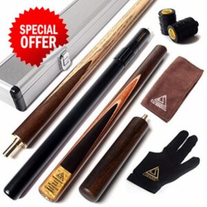CUESOUL 57 Handcraft 3/4 Jointed Snooker Cue with Mini Butt End Extension Packed in Aluminium Cue Case