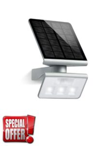 Steinel Solar Outdoor Light XSolar L-S Silver - 140° Motion Sensor Light 8 m Range - 1.2 Watt LED Outdoor Solar Light for Garden