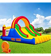 Ballsea Bouncy Castle, Inflatable Bounce Castle House with Slide, Trampoline, Ball Pit, Football ...