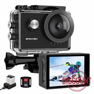 Apexcam 4K 60FPS Action Camera EIS 20MP WiFi 40M Underwater Waterproof Ultra HD Sport Camera 170° Wide Angle 2.4G Remote Control Support External Mic 2x1350mAh Rechargeable Batteries Accessory Ki