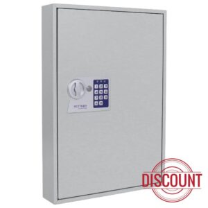 Rottner Large High Security 100-Key Storage Cabinet – High Security Wall Mounted Electronic Lock Safe with 100 Key Hooks/Tags Included – Secure Metal Key Protection Box with 100 Key Capacity