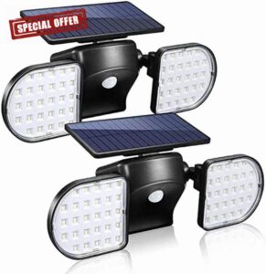Solar Lights Outdoor -2 Pack 56 LED Solar Motion Sensor Lights Outdoor Adjustable Heads 270° Wide Illumination IP65 Waterproof Security LED Flood Ligh