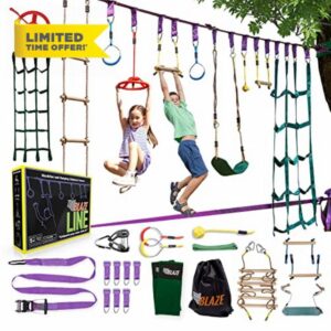 Trailblaze Ninja Warrior Obstacle Course for Kids | Ninja Slackline Obstacle Kit | Ninja Line for Kids | Trapeze Monkey Bars Set