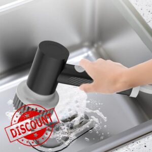 2022 New Electric Spin Rechargeable Cleaning Tools Grout Brush Electric Cleaning Brush with 3 Brush Heads Household Tools for Bathroom Wall Tiles Floor Bathtub Kitchen (Black )