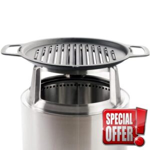 Solo Stove Bonfire Grill Top and Hub | Cast Iron Cooktop with Stainless steel Hub for 20