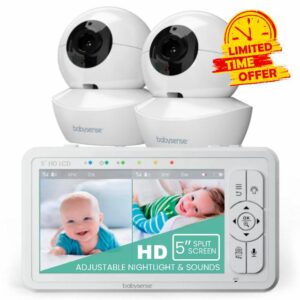 Babysense UPGRADED 5" HD Split-Screen Baby Monitor