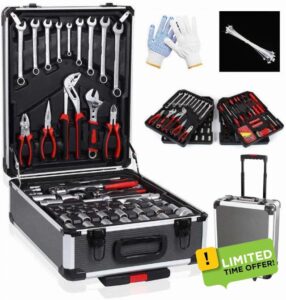 Amazing Tour 810 Pcs Tool Set Case Mechanics Kit Box Organize Castors Toolbox Trolley + Free Glove