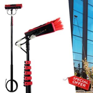 12ft-36ft Multi Photovoltaic panel cleaning brush Window Cleaning Pole w/ 2.4"/60mm high elastic Water Fed Brush Head + Extension Pole